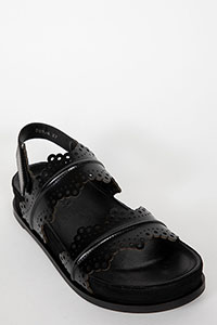 Flat sandals SUPREME Abrasivato Nero by Homers Shoes View 2