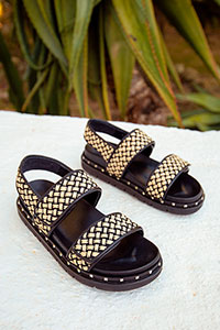 Flat sandals BIO Menorca Black - STUDS - by Homers Shoes View 1