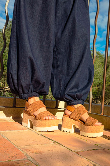 21032 VENICE Trenza Suede Cuir Wedges By Homers