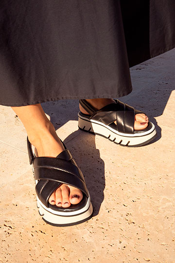 22179 MONZA Supreme Black Flat sandals By Homers