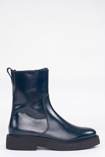 22269P SIENA Sierra BlueNavy+Fur Flat ankle boots By Homers